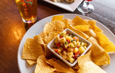 Pineapple Salsa and drinks at the Whistling Bird