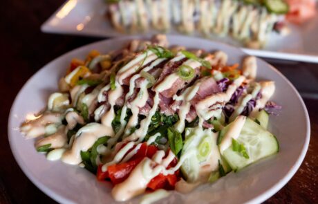 Salad and sushi